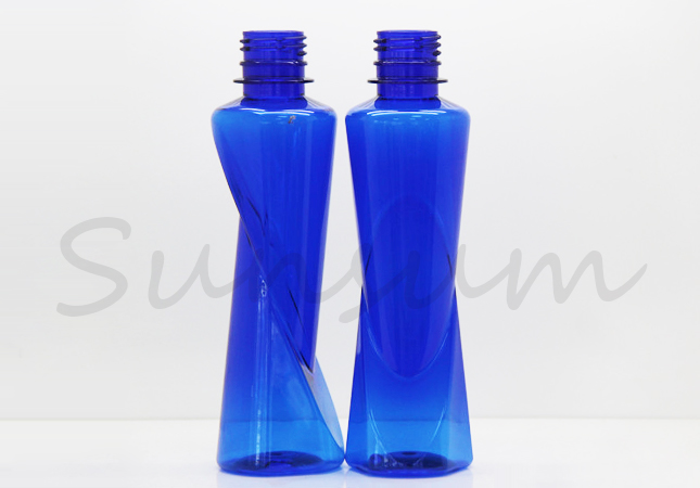 Unique Shape Cosmetic Packaging Lotion Blue Color Skin Care Bottle