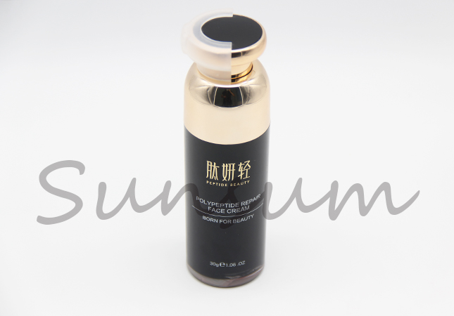 Golden Airless Pump Cosmetic Lotion Vacuum Custom Bottle