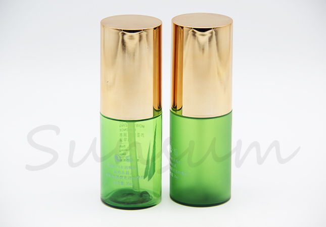 Luxury Cosmetic Golden Lotion Pump Green Frosted Cosmetic Bottle