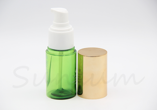 Luxury Cosmetic Golden Lotion Pump Green Frosted Cosmetic Bottle