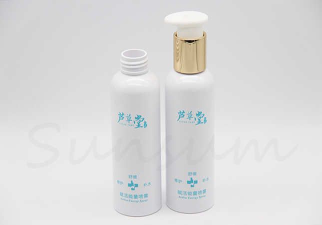 Round Shape Cosmetic Packaging Golden Lotion Pump Spray Bottle