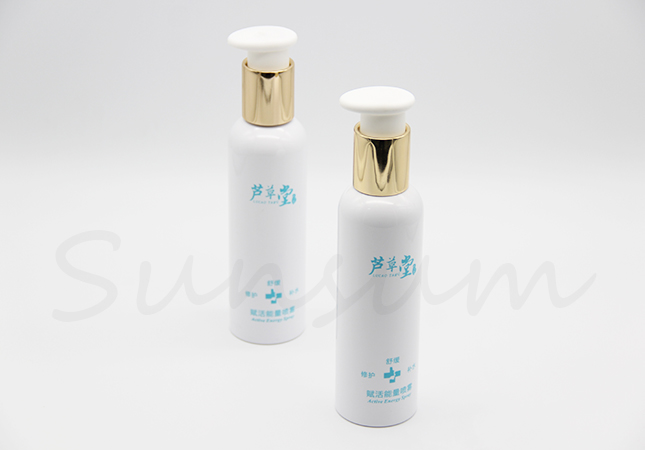 Round Shape Cosmetic Packaging Golden Lotion Pump Spray Bottle