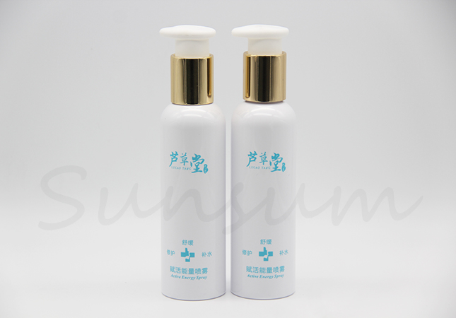 Round Shape Cosmetic Packaging Golden Lotion Pump Spray Bottle