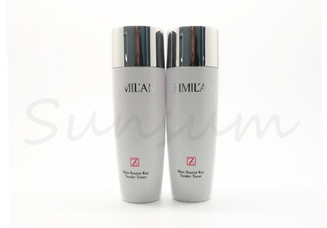 Cosmetic Plastic Silver Cap Packaging Toner Bottle for Liquid