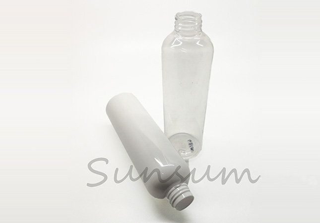 Transparent White Round Packaging Cosmetic Plastic Press Cap Toner Water Bottle