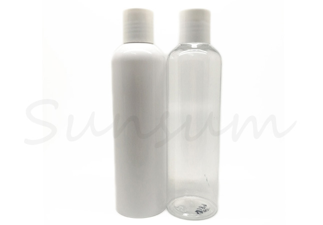 Transparent White Round Packaging Cosmetic Plastic Press Cap Toner Water Bottle