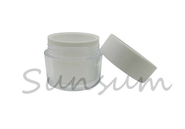 Double Wall Cosmetic  Plastic Pot Skin Care Cream Jar with 50g