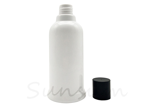 Boston Shape Cosmetic PET Plastic White Color Lotion Bottle