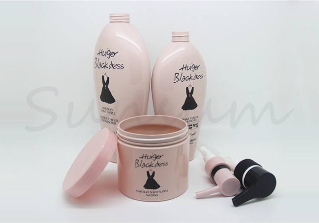 PET Plastic Pink Color Hair Care Products Mask Packaging Shampoo Bottle