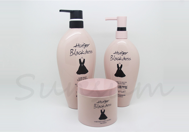 PET Plastic Pink Color Hair Care Products Mask Packaging Shampoo Bottle