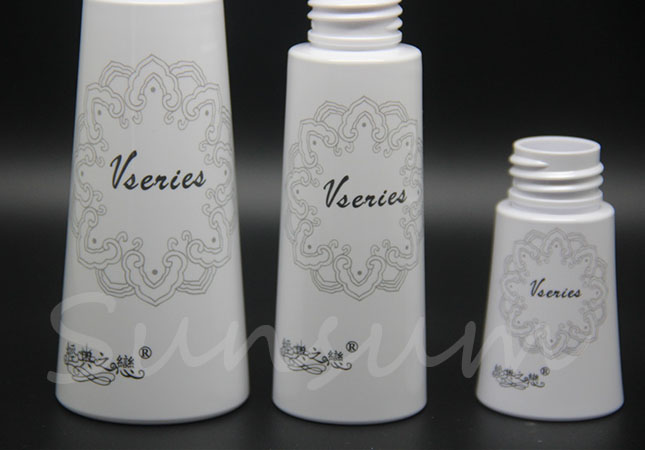 Cone Shape Cosmetic Screen Printing Plastic Lotion Pump Bottle