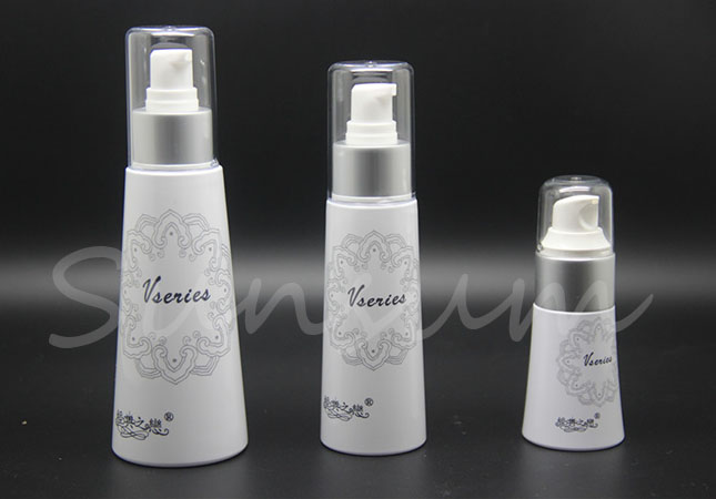 Cone Shape Cosmetic Screen Printing Plastic Lotion Pump Bottle