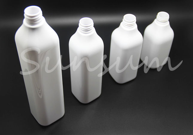 Set Plastic Shower Gel Cosmetic Silver Pump Shampoo Long Neck Square Bottle 