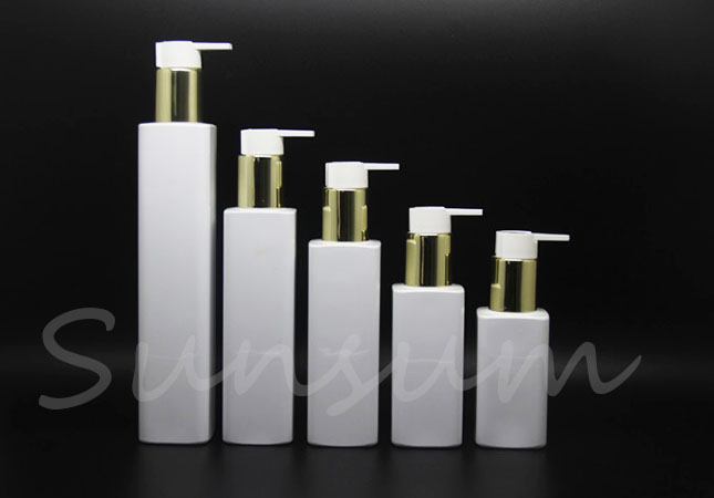 Square Cosmetic Shampoo Products Plastic White Color Custom Bottle