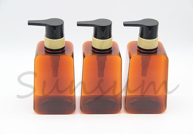 PETG Plastic Cosmetic Amber Color Shampoo Bottle