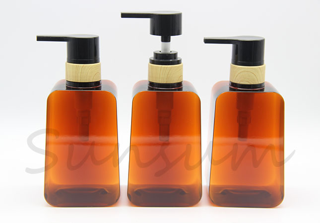 PETG Plastic Cosmetic Amber Color Shampoo Bottle