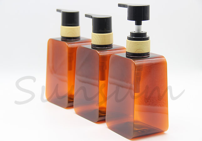 PETG Plastic Cosmetic Amber Color Shampoo Bottle