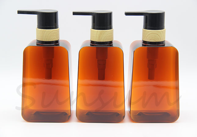 PETG Plastic Cosmetic Amber Color Shampoo Bottle