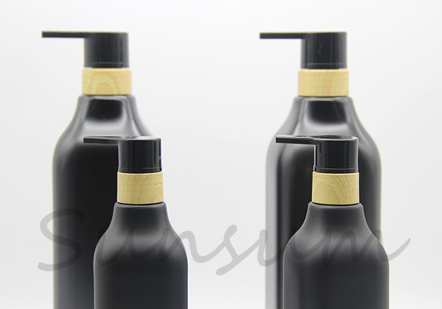 Black Matte Plastic Cosmetic 1L Shower Gel Lotion Pump Shampoo Bottle