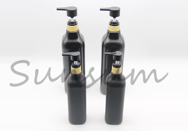 Black Matte Plastic Cosmetic 1L Shower Gel Lotion Pump Shampoo Bottle