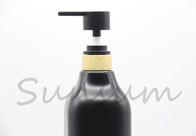 Black Matte Plastic Cosmetic 1L Shower Gel Lotion Pump Shampoo Bottle