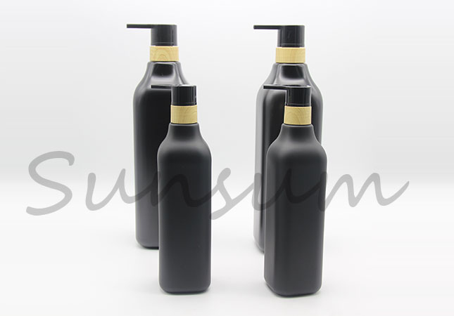 Black Matte Plastic Cosmetic 1L Shower Gel Lotion Pump Shampoo Bottle