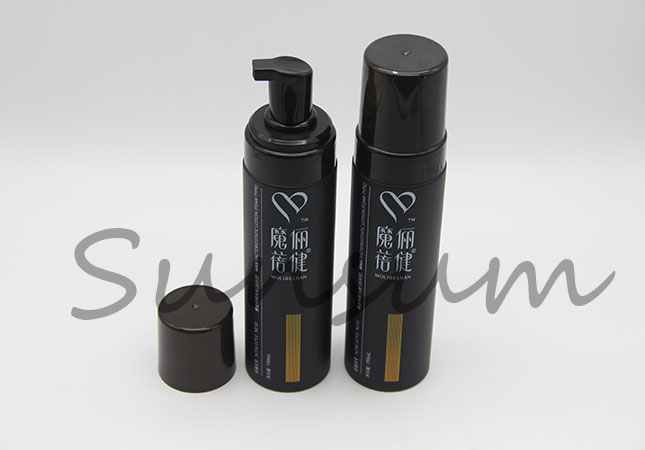 Black Color Cosmetic Foam Pump PET Plastic Bottle