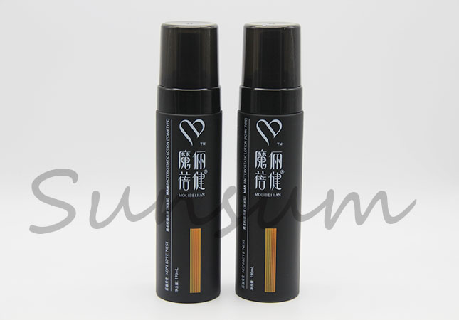 Black Color Cosmetic Foam Pump PET Plastic Bottle