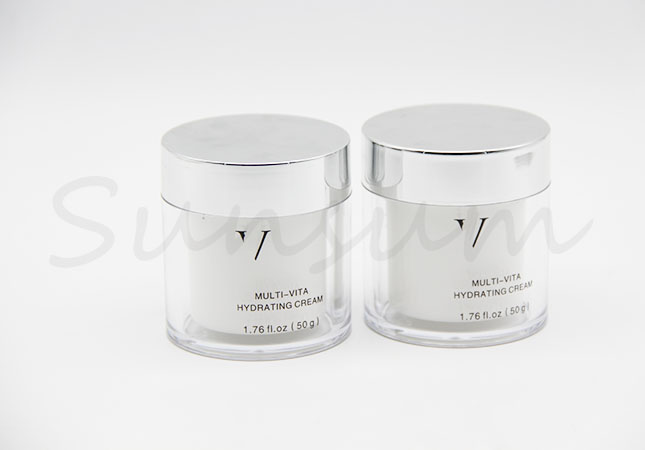 Cosmetic Plastic Double Wall Face Mask Silver Cap Jar