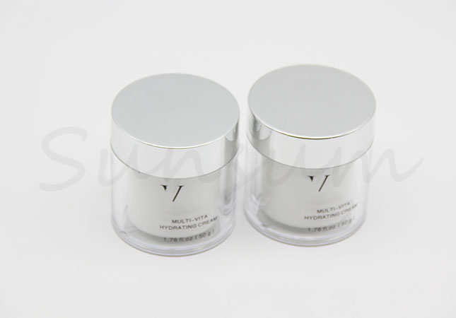 Cosmetic Plastic Double Wall Face Mask Silver Cap Jar