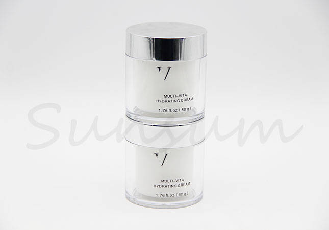 Cosmetic Plastic Double Wall Face Mask Silver Cap Jar