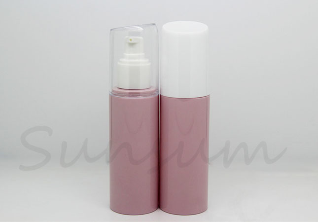Set Plastic Cosmetic Cleanser Lotion Pump Pink Color Bottle 