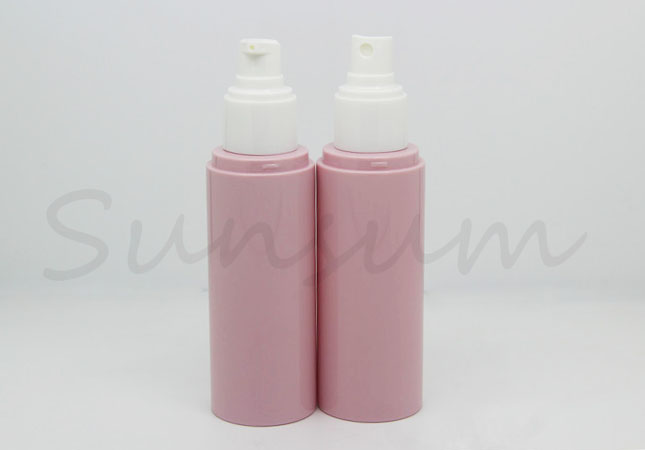 Set Plastic Cosmetic Cleanser Lotion Pump Pink Color Bottle 