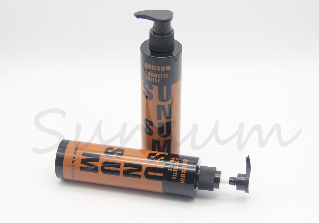 Cosmetic Plastic Silk Screen Color Black Pump Shower Gel Bottle