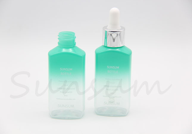 Green Color Cosmetic PET Plastic Dropper Lotion Bottle