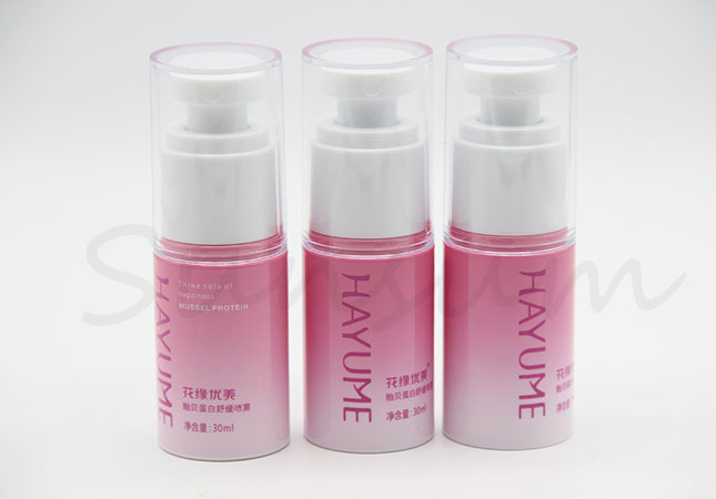 Cosmetic Pink Color Lotion Pump Spray 30ml Plastic Bottle