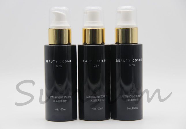 PET Plastic Cosmetic 100ml Lotion Golden Pump Spray Bottle