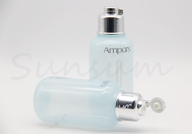 100ml Cosmetic Plastic Lotion Toner Water Silver Cap Bottle