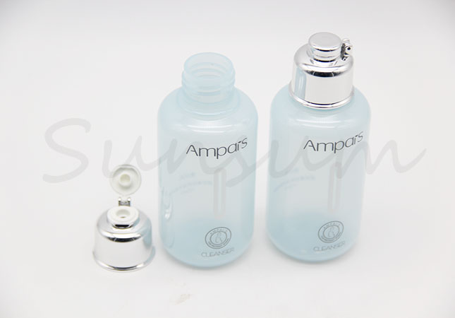 100ml Cosmetic Plastic Lotion Toner Water Silver Cap Bottle