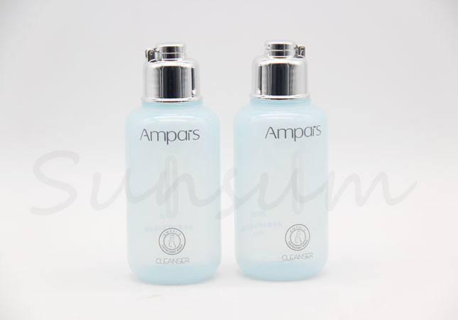 100ml Cosmetic Plastic Lotion Toner Water Silver Cap Bottle