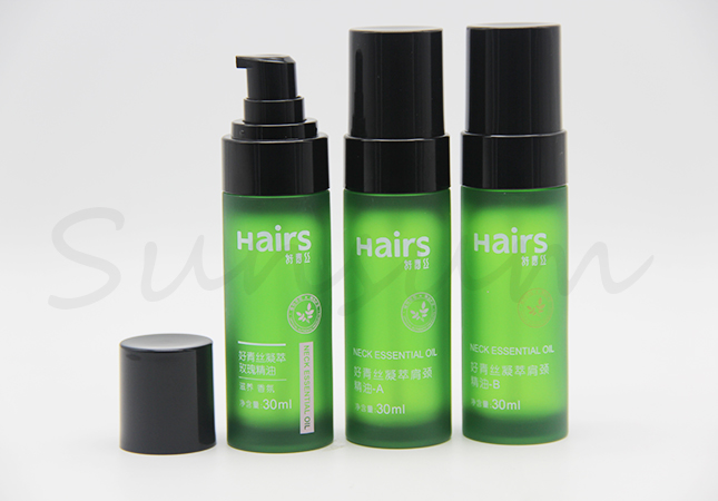 30ml Cosmetic Plastic Thick Wall Lotion Green Color Frosted Bottle