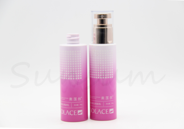 Cosmetic Plastic 100ml Lotion Pump Spray Bottle with Printing