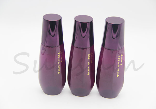 120ml Cosmetic Plastic Unique Shape Purple Color Pump Spray Bottle