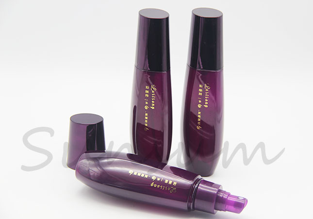 120ml Cosmetic Plastic Unique Shape Purple Color Pump Spray Bottle