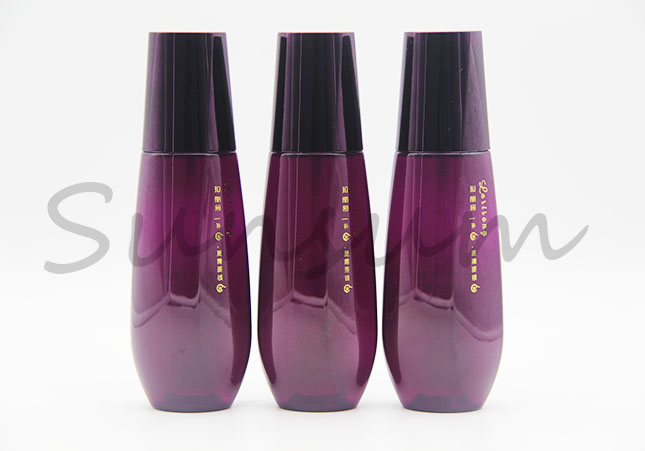 120ml Cosmetic Plastic Unique Shape Purple Color Pump Spray Bottle