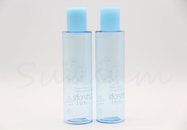 Transparent Blue Color Cosmetic Plastic Toner Water Empty Bottle