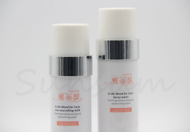 Cosmetic Lotion Silver Pump Plastic Packaging Empty Bottle