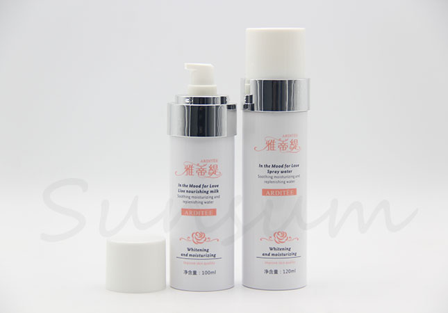 Cosmetic Lotion Silver Pump Plastic Packaging Empty Bottle