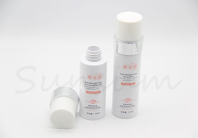 Cosmetic Lotion Silver Pump Plastic Packaging Empty Bottle
