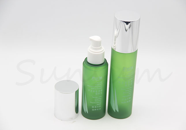 Green Frosted Cosmetic PET Plastic Lotion Cream Bottle